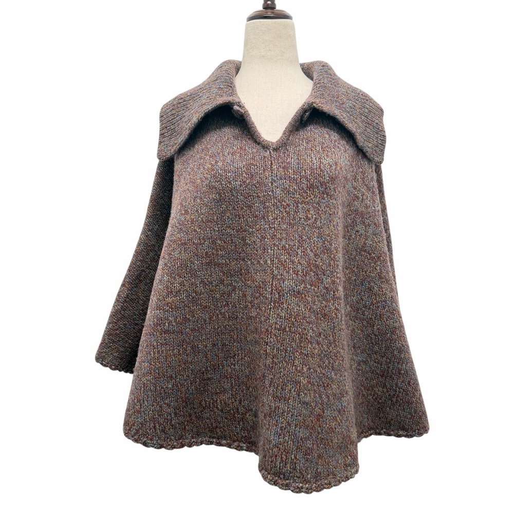 APC A.P.C Madras Brown Knit Poncho Size Small